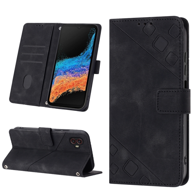

For Samsung Galaxy Xcover6 Pro Skin-feel Embossed Leather Phone Case(Black)