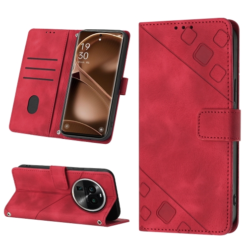 

For OPPO Find X6 Pro Skin-feel Embossed Leather Phone Case(Red)