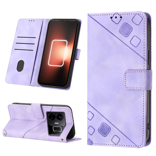 

For Realme GT Neo 5 5G / GT3 Skin-feel Embossed Leather Phone Case(Light Purple)