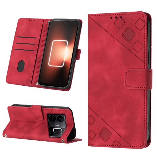 

For Realme GT Neo 5 5G / GT3 Skin-feel Embossed Leather Phone Case(Red)