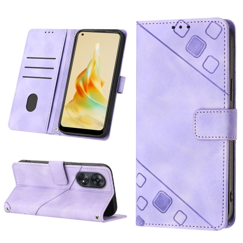 

For OPPO Reno8 T 4G Foreign Skin-feel Embossed Leather Phone Case(Light Purple)