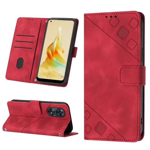 

For OPPO Reno8 T 4G Foreign Skin-feel Embossed Leather Phone Case(Red)