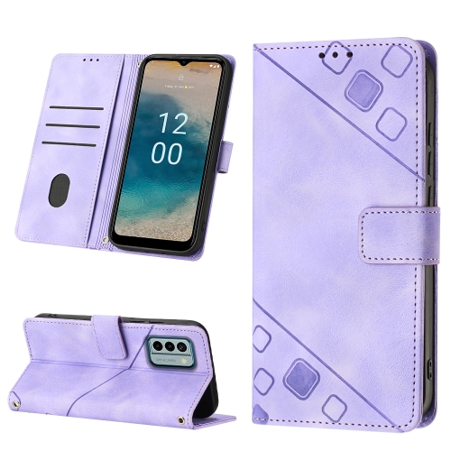 

For Nokia G22 Skin-feel Embossed Leather Phone Case(Light Purple)