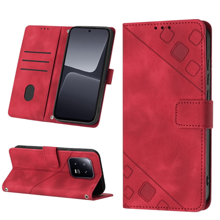 

For Xiaomi 13 Skin-feel Embossed Leather Phone Case(Red)