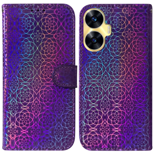 

For Realme C55 Colorful Magnetic Buckle Leather Phone Case(Purple)