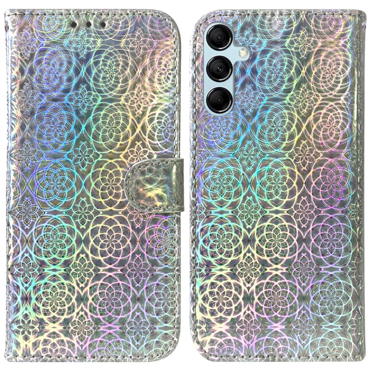 

For Samsung Galaxy M14 Colorful Magnetic Buckle Leather Phone Case(Silver)