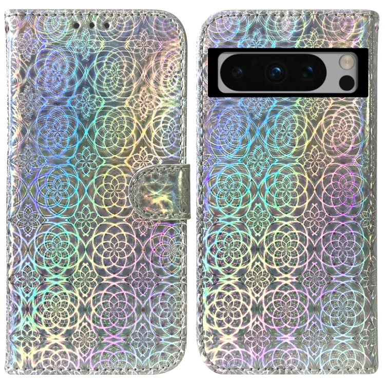 

For Google Pixel 8 Pro Colorful Magnetic Buckle Leather Phone Case(Silver)