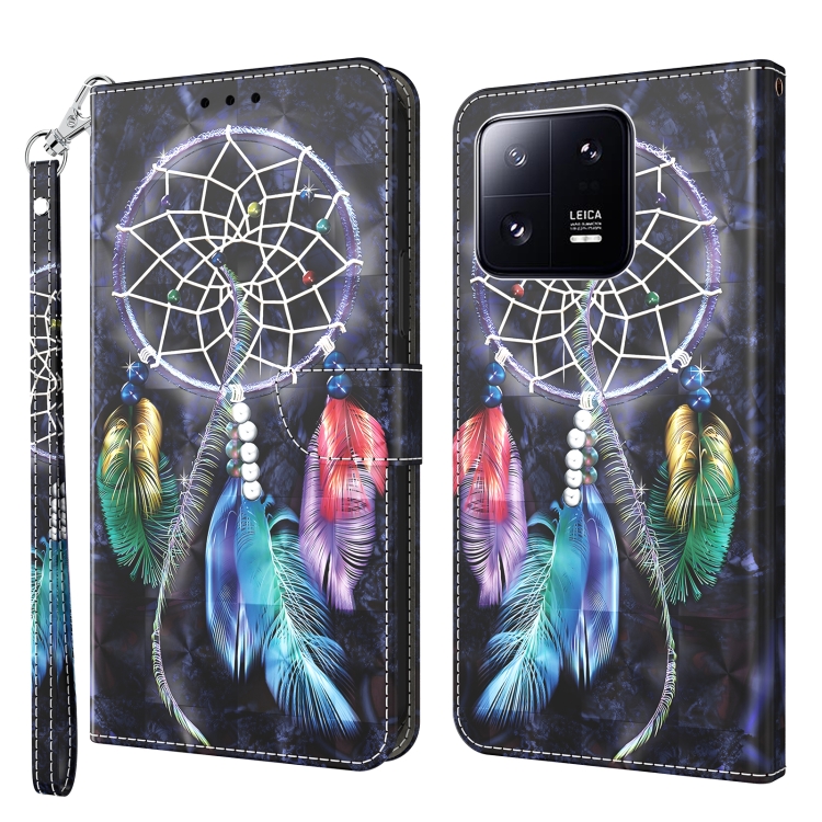 

For Xiaomi 13 Pro 3D Painted Pattern Leather Phone Case(Colorful Dreamcatcher)