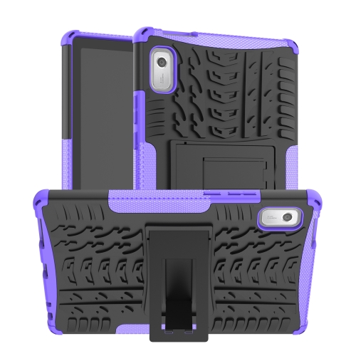 

For Lenovo Tab M9 Tire Texture TPU + PC Tablet Case with Holder(Purple)