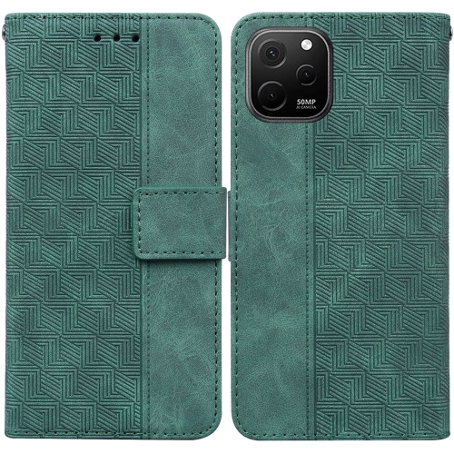 

For Huawei nova Y61 / Enjoy 50z Geometric Embossed Leather Phone Case(Green)