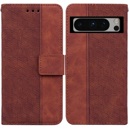 

For Google Pixel 8 Pro Geometric Embossed Leather Phone Case(Brown)