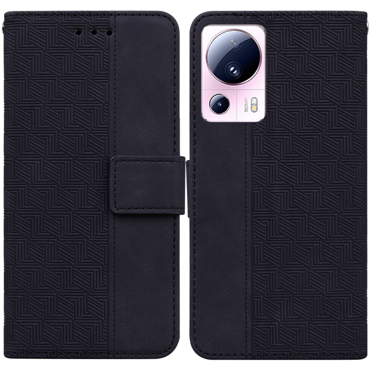 

For Xiaomi 13 Lite / Civi 2 Geometric Embossed Leather Phone Case(Black)