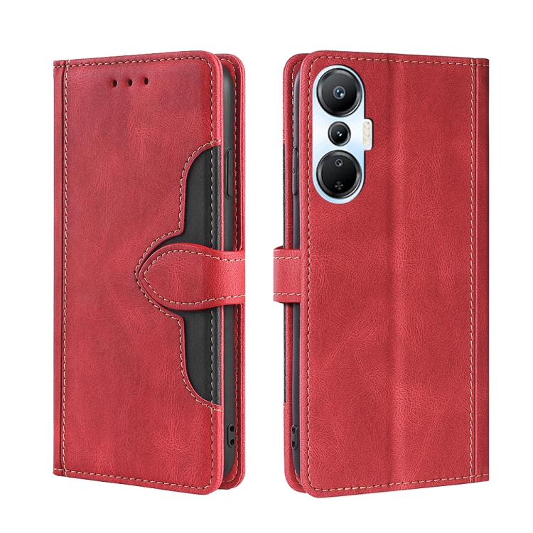 

For Infinix Hot 20S Skin Feel Magnetic Buckle Leather Phone Case(Red)