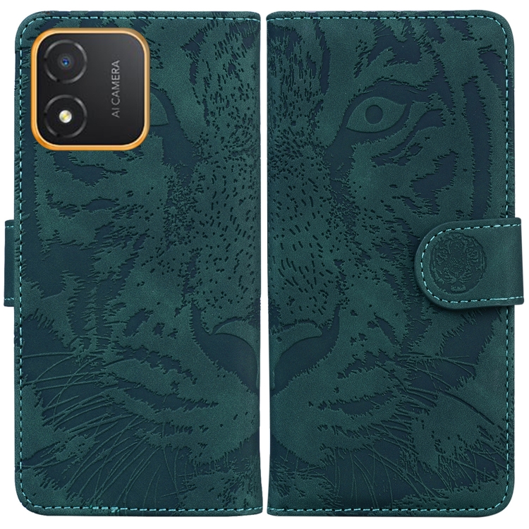 

For Honor X5 Tiger Embossing Pattern Flip Leather Phone Case(Green)