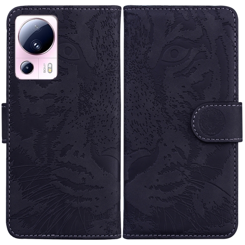 

For Xiaomi 13 Lite / Civi 2 Tiger Embossing Pattern Flip Leather Phone Case(Black)