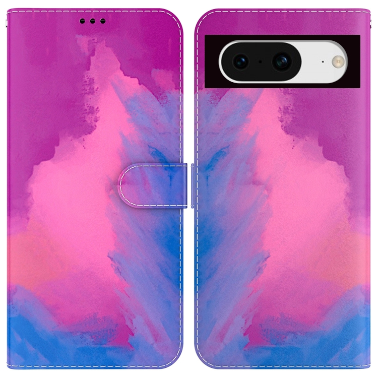 

For Google Pixel 8 Watercolor Pattern Flip Leather Phone Case(Purple Red)