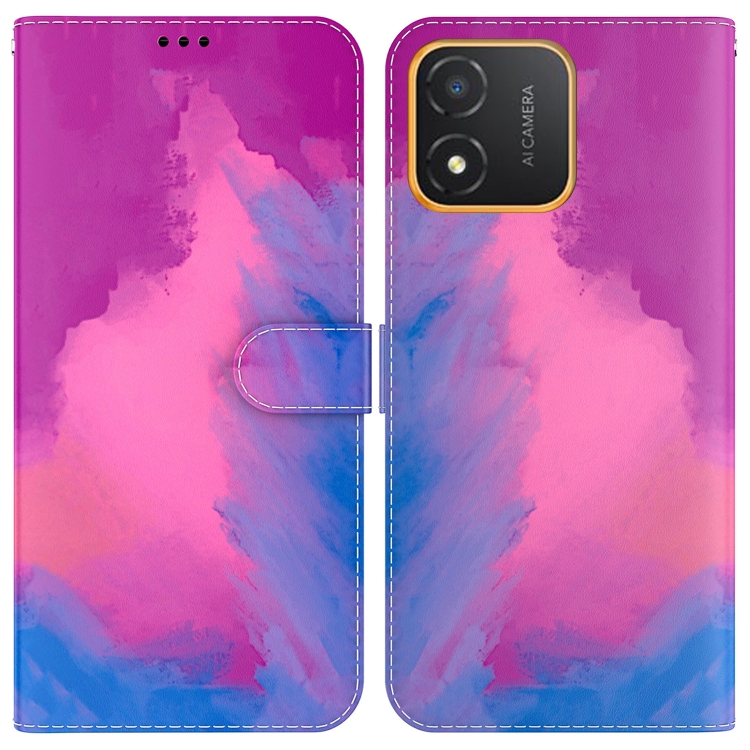 

For Honor X5 Watercolor Pattern Flip Leather Phone Case(Purple Red)