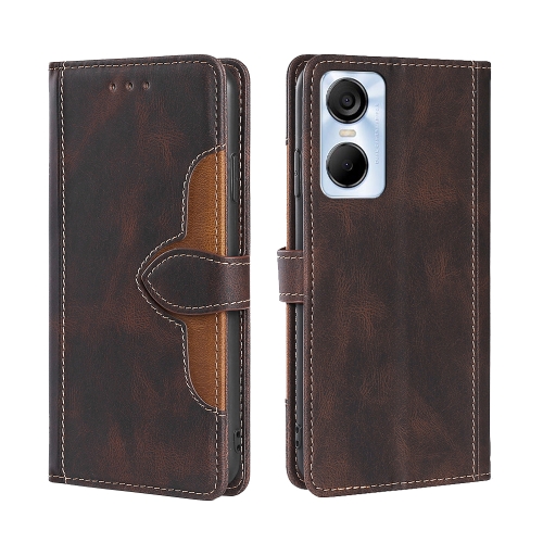 

For Tecno Pop 6 Pro Skin Feel Magnetic Buckle Leather Phone Case(Brown)