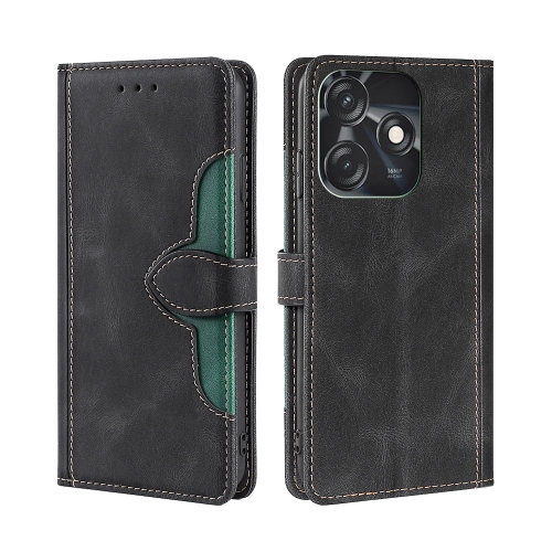 

For Tecno Spark 10C Skin Feel Magnetic Buckle Leather Phone Case(Black)