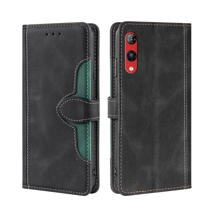 

For Rakuten Hand 4G Skin Feel Magnetic Buckle Leather Phone Case(Black)
