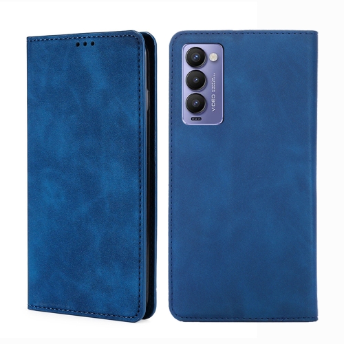

For Tecno Camon 18 / 18 P Skin Feel Magnetic Horizontal Flip Leather Phone Case(Blue)