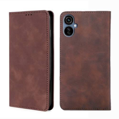 

For Tecno Camon 19 Neo Skin Feel Magnetic Horizontal Flip Leather Phone Case(Dark Brown)