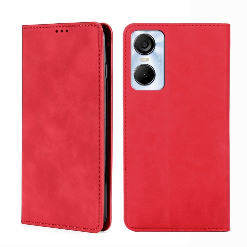 

For Tecno Pop 6 Pro Skin Feel Magnetic Horizontal Flip Leather Phone Case(Red)