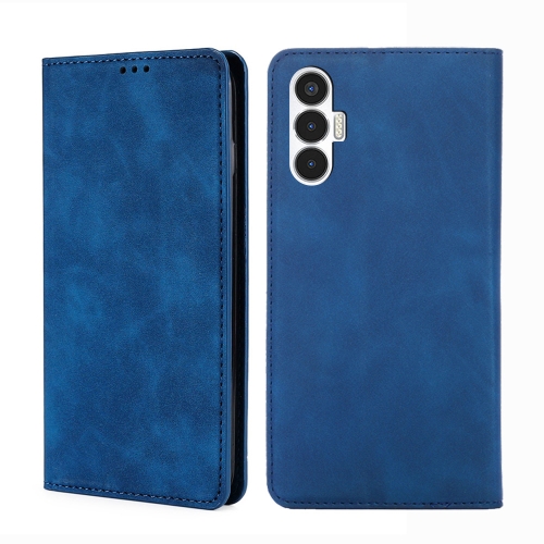 

For Tecno Pova 3 Skin Feel Magnetic Horizontal Flip Leather Phone Case(Blue)