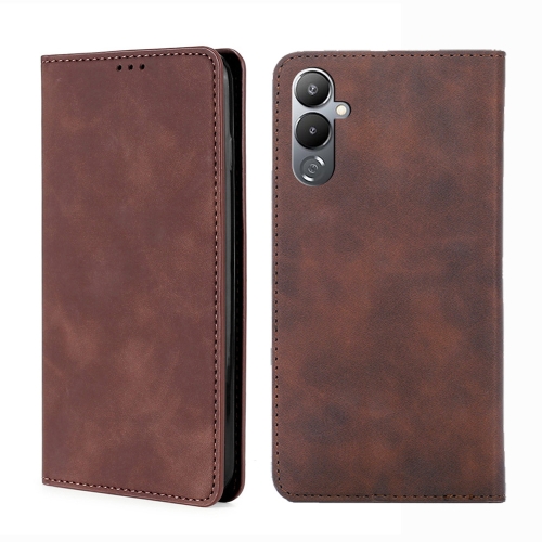 

For Tecno Pova 4 Skin Feel Magnetic Horizontal Flip Leather Phone Case(Dark Brown)
