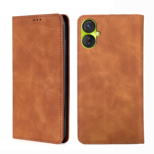 

For Tecno Spark 9 Pro Skin Feel Magnetic Horizontal Flip Leather Phone Case(Light Brown)