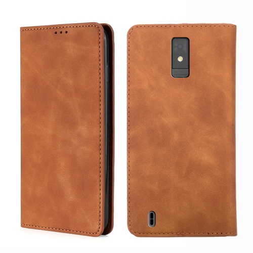 

For ZTE Blade A32 Skin Feel Magnetic Horizontal Flip Leather Phone Case(Light Brown)