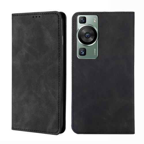 

For Huawei P60 / P60 Pro Skin Feel Magnetic Horizontal Flip Leather Phone Case(Black)