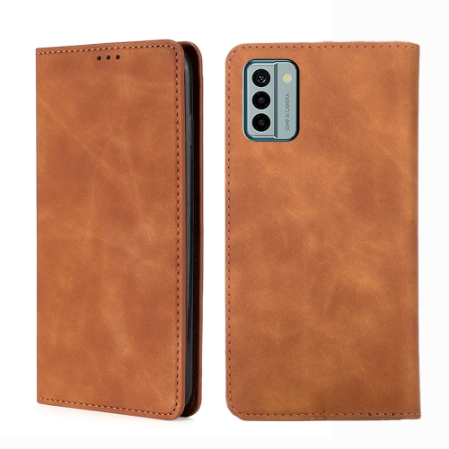 

For Nokia G22 Skin Feel Magnetic Horizontal Flip Leather Phone Case(Light Brown)
