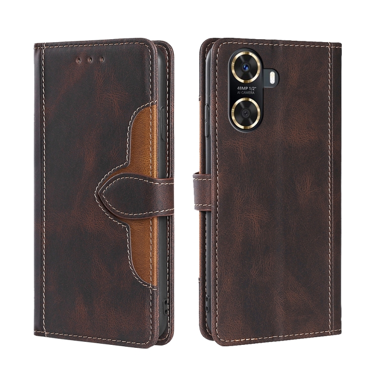 

For Huawei Enjoy 60 Skin Feel Magnetic Buckle Leather Phone Case(Brown)