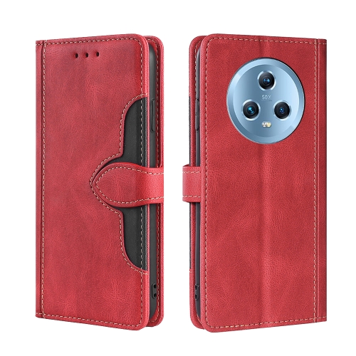 

For Honor Magic5 Skin Feel Magnetic Buckle Leather Phone Case(Red)