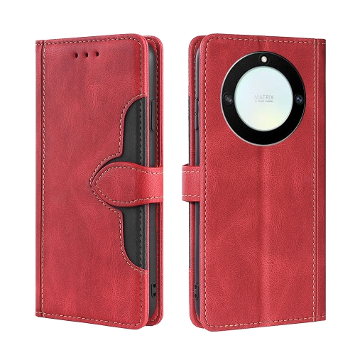 

For Honor X40 Skin Feel Magnetic Buckle Leather Phone Case(Red)
