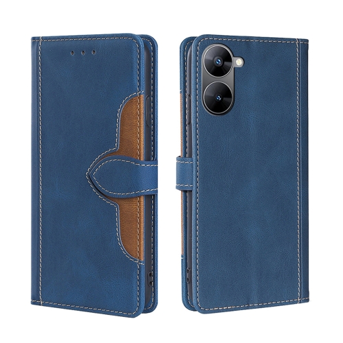 

For Realme V30 5G / V30T Skin Feel Magnetic Buckle Leather Phone Case(Blue)