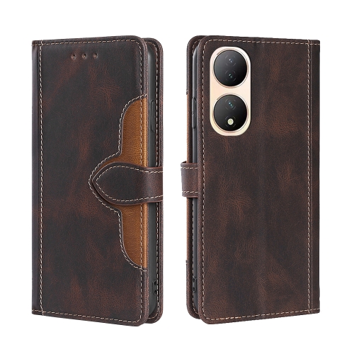 

For vivo Y100 5G Skin Feel Magnetic Buckle Leather Phone Case(Brown)