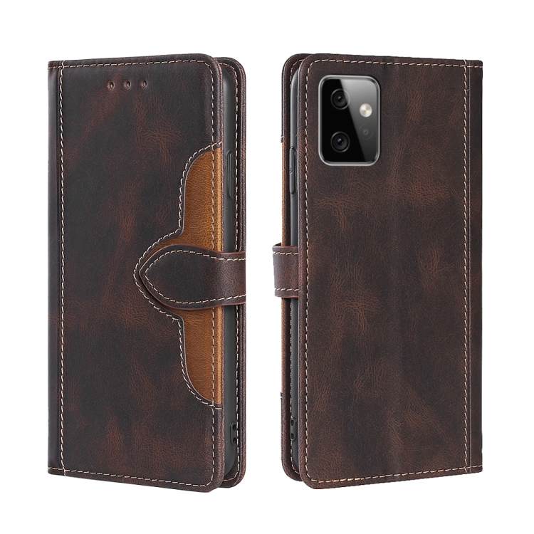 

For Motorola Moto G Power 2023 Skin Feel Magnetic Buckle Leather Phone Case(Brown)