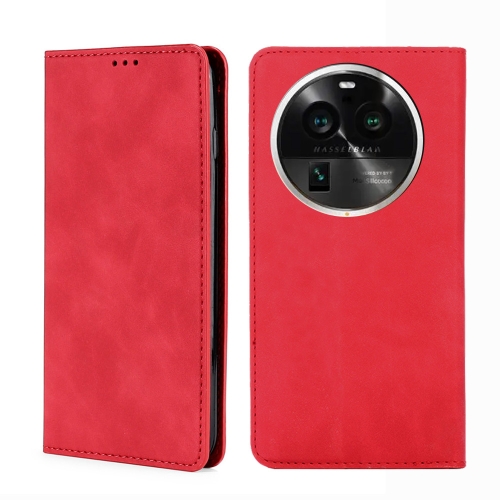 

For OPPO Find X6 Pro 5G Skin Feel Magnetic Horizontal Flip Leather Phone Case(Red)