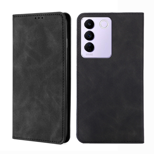 

For vivo S16e / V27e Skin Feel Magnetic Horizontal Flip Leather Phone Case(Black)