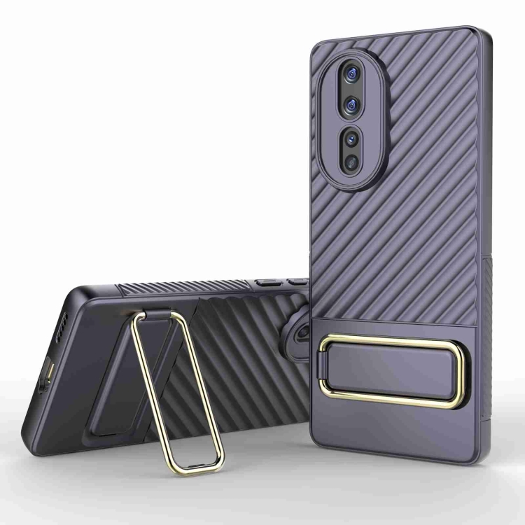 

For Honor 80 5G Wavy Textured Phone Case with Lens Film(Purple)