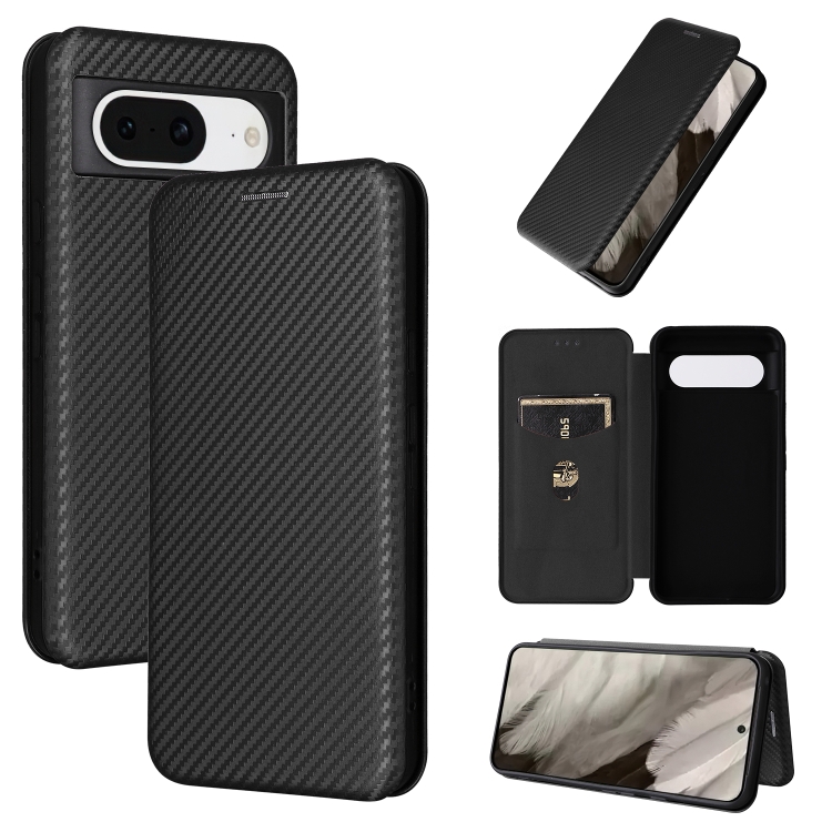 

For Google Pixel 8 Pro Carbon Fiber Texture Flip Leather Phone Case(Black)