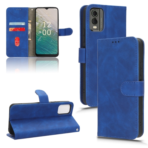 

For Nokia C32 Skin Feel Magnetic Flip Leather Phone Case(Blue)