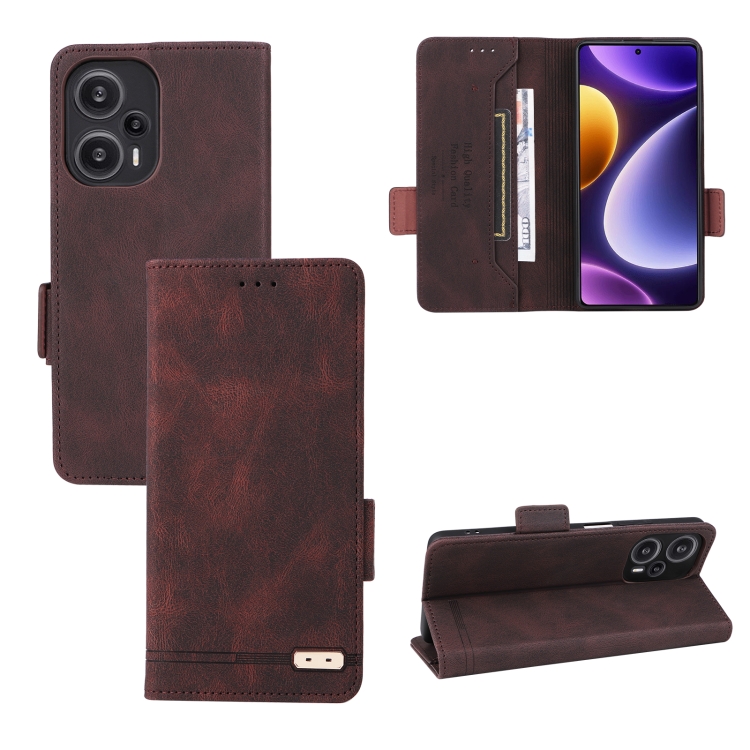

For Xiaomi Redmi Note 12 Turbo Magnetic Clasp Leather Phone Case(Brown)