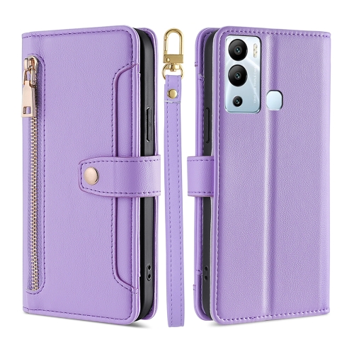 

For Infinix Hot 12i Sheep Texture Cross-body Zipper Wallet Leather Phone Case(Purple)