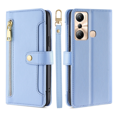 

For Infinix Hot 20i Sheep Texture Cross-body Zipper Wallet Leather Phone Case(Blue)