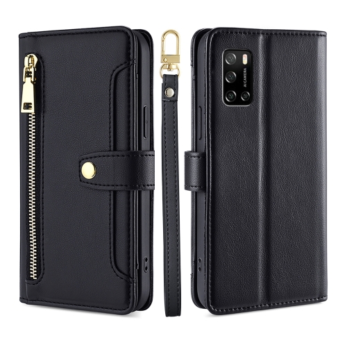 

For Rakuten Big S Sheep Texture Cross-body Zipper Wallet Leather Phone Case(Black)