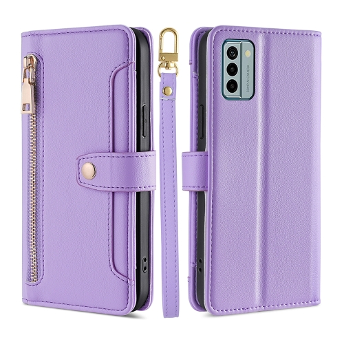 

For Nokia G22 Sheep Texture Cross-body Zipper Wallet Leather Phone Case(Purple)