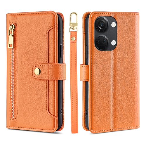 

For OnePlus Ace 2V 5G Sheep Texture Cross-body Zipper Wallet Leather Phone Case(Orange)